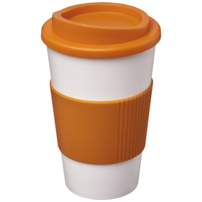 Picture of AMERICANO® 350 ML THERMAL INSULATED TUMBLER with Grip in White & Orange
