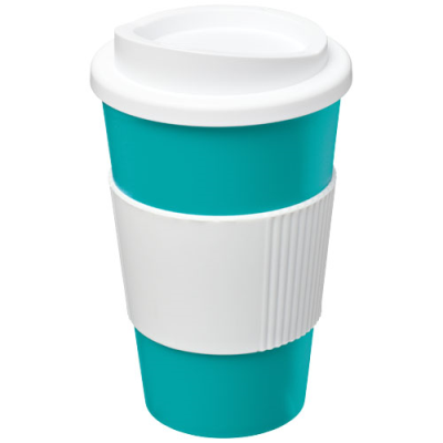 Picture of AMERICANO® 350 ML THERMAL INSULATED TUMBLER with Grip in Aqua Blue & White