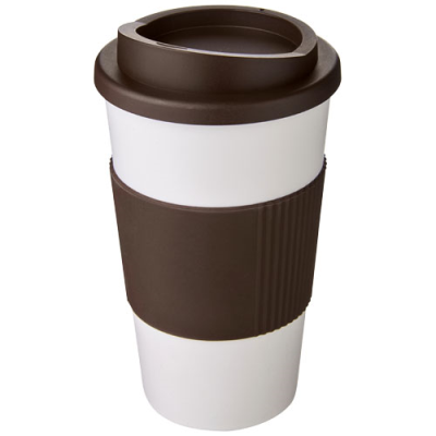 Picture of AMERICANO® 350 ML THERMAL INSULATED TUMBLER with Grip in White & Brown
