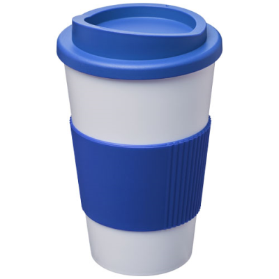 Picture of AMERICANO® 350 ML THERMAL INSULATED TUMBLER with Grip in White & Mid Blue