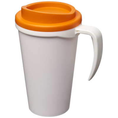 Picture of AMERICANO® GRANDE 350 ML THERMAL INSULATED MUG in White & Orange.