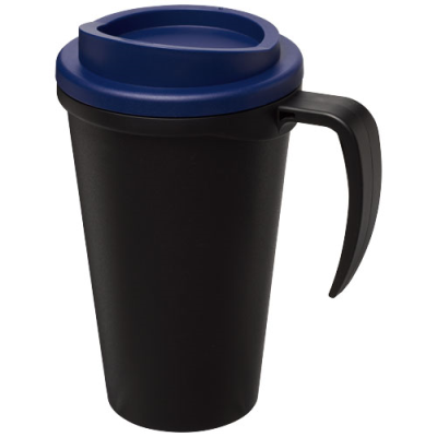 Picture of AMERICANO® GRANDE 350 ML THERMAL INSULATED MUG in Solid Black & Blue.
