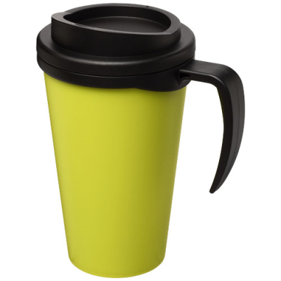 Picture of AMERICANO® GRANDE 350 ML THERMAL INSULATED MUG in Lime & Solid Black.