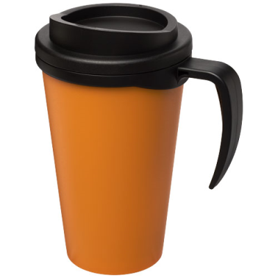 Picture of AMERICANO® GRANDE 350 ML THERMAL INSULATED MUG in Orange & Solid Black.