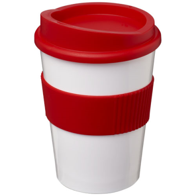 Picture of AMERICANO® MEDIO 300 ML TUMBLER with Grip in White & Red.