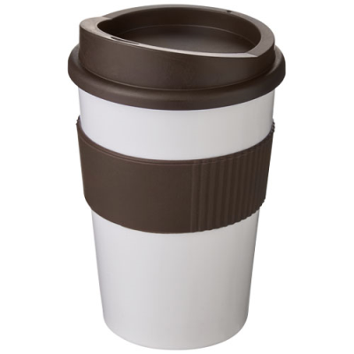 Picture of AMERICANO® MEDIO 300 ML TUMBLER with Grip in White & Brown.