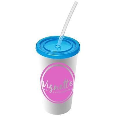 Picture of BRITE-AMERICANO® 350 ML DOUBLE-WALLED STADIUM CUP in Aqua Blue
