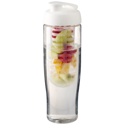 Picture of H2O ACTIVE® TEMPO 700 ML FLIP LID SPORTS BOTTLE & INFUSER in Clear Transparent & White