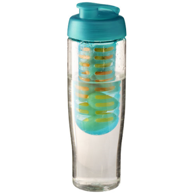 Picture of H2O ACTIVE® TEMPO 700 ML FLIP LID SPORTS BOTTLE & INFUSER in Clear Transparent & Aqua Blue
