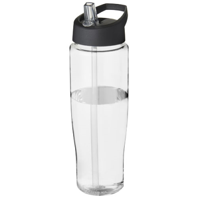 Picture of H2O ACTIVE® TEMPO 700 ML SPOUT LID SPORTS BOTTLE in Clear Transparent & Solid Black.