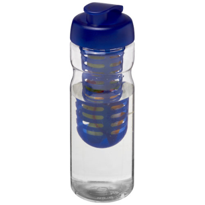 Picture of H2O ACTIVE® BASE 650 ML FLIP LID SPORTS BOTTLE & INFUSER in Clear Transparent & Blue.