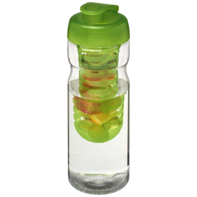 Picture of H2O ACTIVE® BASE 650 ML FLIP LID SPORTS BOTTLE & INFUSER in Clear Transparent & Lime