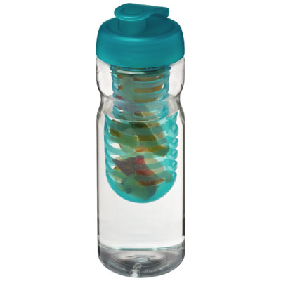 Picture of H2O ACTIVE® BASE 650 ML FLIP LID SPORTS BOTTLE & INFUSER in Clear Transparent & Aqua Blue