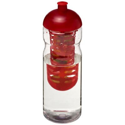 Picture of H2O ACTIVE® BASE 650 ML DOME LID SPORTS BOTTLE & INFUSER in Clear Transparent & Red.