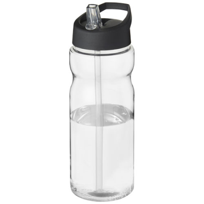 Picture of H2O ACTIVE® BASE 650 ML SPOUT LID SPORTS BOTTLE in Clear Transparent & Solid Black.