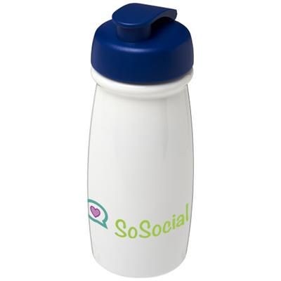 Picture of H2O PULSE® 600 ML FLIP LID SPORTS BOTTLE in White Solid-royal Blue
