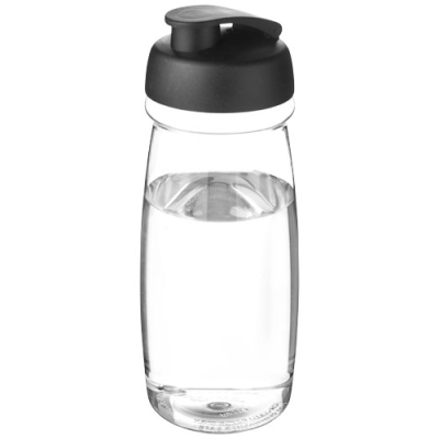 Picture of H2O ACTIVE® PULSE 600 ML FLIP LID SPORTS BOTTLE in Clear Transparent & Solid Black.