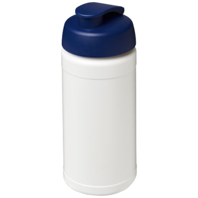 Picture of BASELINE® PLUS 500 ML FLIP LID SPORTS BOTTLE in White & Blue.