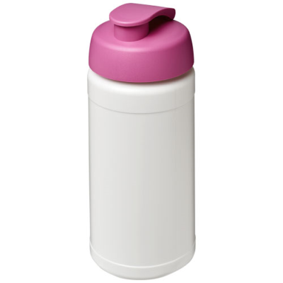 Picture of BASELINE® PLUS 500 ML FLIP LID SPORTS BOTTLE in White & Pink.