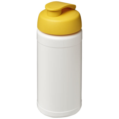 Picture of BASELINE® PLUS 500 ML FLIP LID SPORTS BOTTLE in White & Yellow.