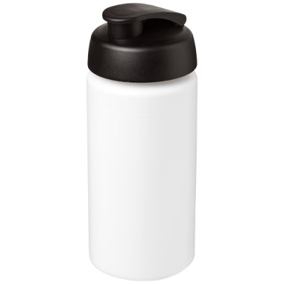 Picture of BASELINE® PLUS GRIP 500 ML FLIP LID SPORTS BOTTLE in White & Solid Black