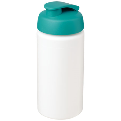 Picture of BASELINE® PLUS GRIP 500 ML FLIP LID SPORTS BOTTLE in White & Aqua