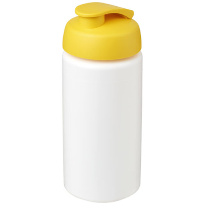 Picture of BASELINE® PLUS GRIP 500 ML FLIP LID SPORTS BOTTLE in White & Yellow.