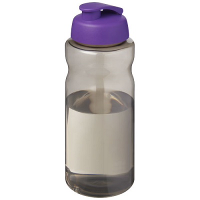 Picture of H2O ACTIVE® ECO BIG BASE 1 LITRE FLIP LID SPORTS BOTTLE in Charcoal & Purple.