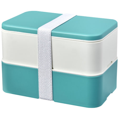 Picture of MIYO RENEW DOUBLE LAYER LUNCH BOX in White & Reef Blue & Ivory White