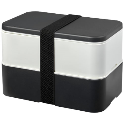 Picture of MIYO RENEW DOUBLE LAYER LUNCH BOX in Granite & Ivory White & Solid Black.