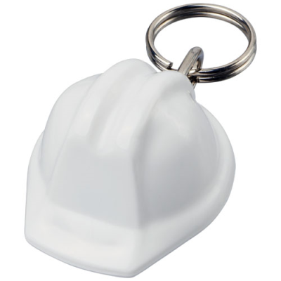 Picture of KOLT HARD HAT-SHAPED RECYCLED KEYRING CHAIN in White.