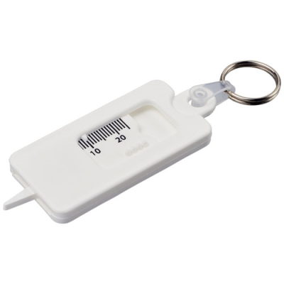 Picture of KYM RECYCLED TYRE TREAD CHECK KEYRING CHAIN in White.