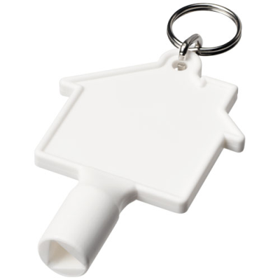 Picture of MAXIMILIAN HOUSE-SHAPED RECYCLED UTILITY KEY KEYRING CHAIN in White.