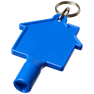 Picture of MAXIMILIAN HOUSE-SHAPED RECYCLED UTILITY KEY KEYRING CHAIN in Blue