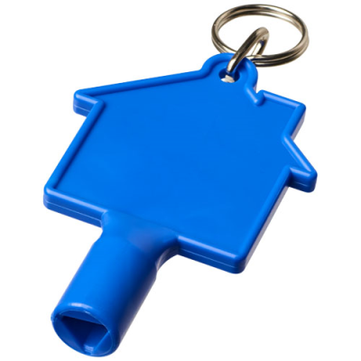 Picture of MAXIMILIAN HOUSE-SHAPED RECYCLED UTILITY KEY KEYRING CHAIN in Blue.