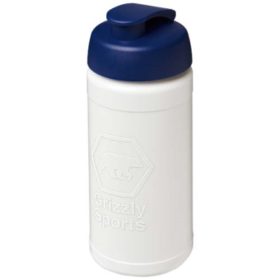 Picture of BASELINE RISE 500 ML SPORTS BOTTLE with Flip Lid in White & Blue