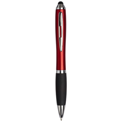 CURVY STYLUS BALL PEN in Red & Solid Black.