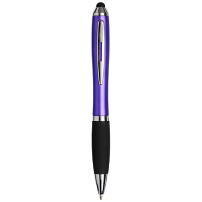 CURVY STYLUS BALL PEN in Solid Black & Purple.