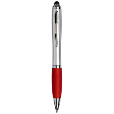 Picture of CURVY STYLUS BALL PEN in Silver & Red