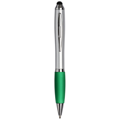 Picture of CURVY STYLUS BALL PEN in Silver & Green