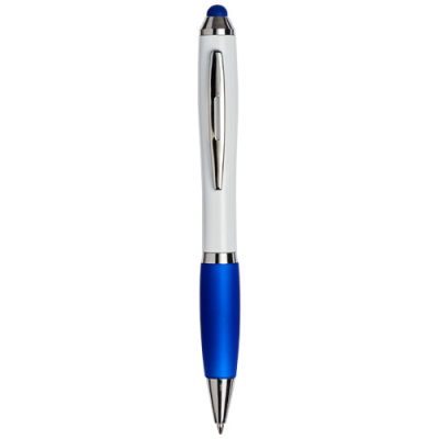 CURVY STYLUS BALL PEN in White & Blue.