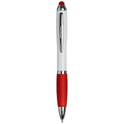 CURVY STYLUS BALL PEN in White & Red.