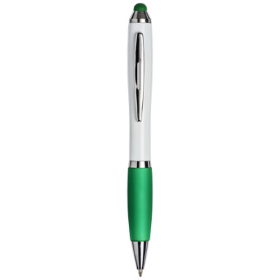 Picture of CURVY STYLUS BALL PEN in White & Green