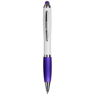 Picture of CURVY STYLUS BALL PEN in White & Purple