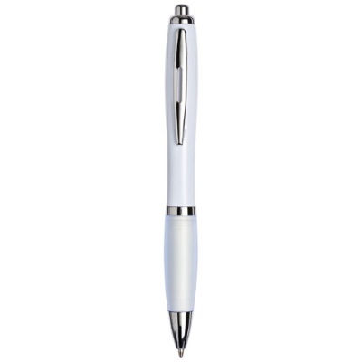 Picture of WHITE CURVY BALL PEN: White: in White Solid