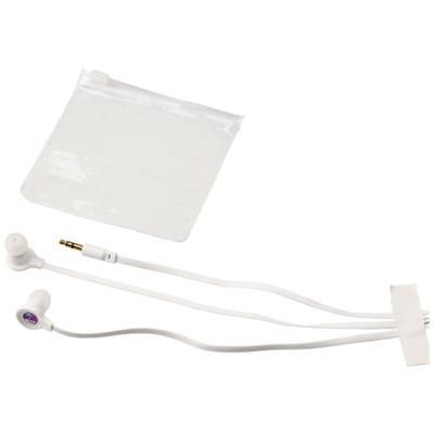 Picture of DISH EARBUDS with Clear Transparent Plastic Pouch in White Solid