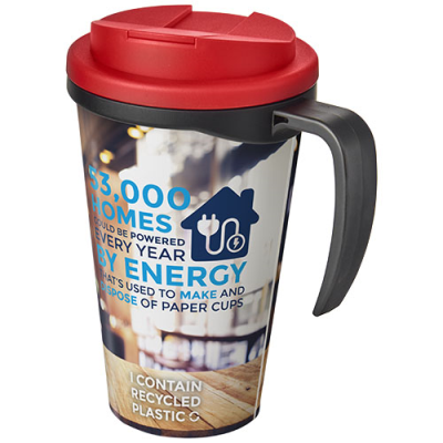 Picture of BRITE-AMERICANO® GRANDE 350 ML MUG with Spill-Proof Lid in Solid Black & Red