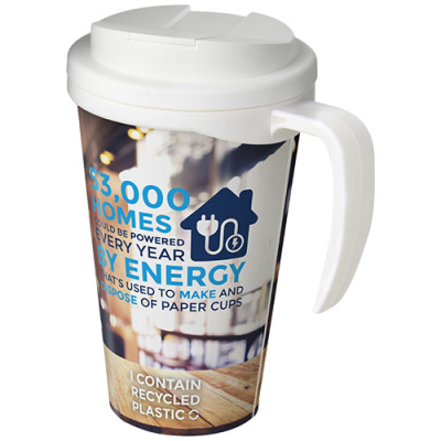 Picture of BRITE-AMERICANO® GRANDE 350 ML MUG with Spill-Proof Lid in White.