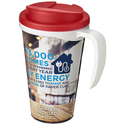 Picture of BRITE-AMERICANO® GRANDE 350 ML MUG with Spill-Proof Lid in White & Red