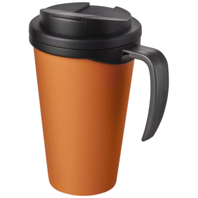 Picture of AMERICANO® GRANDE 350 ML MUG with Spill-Proof Lid in Orange & Solid Black.